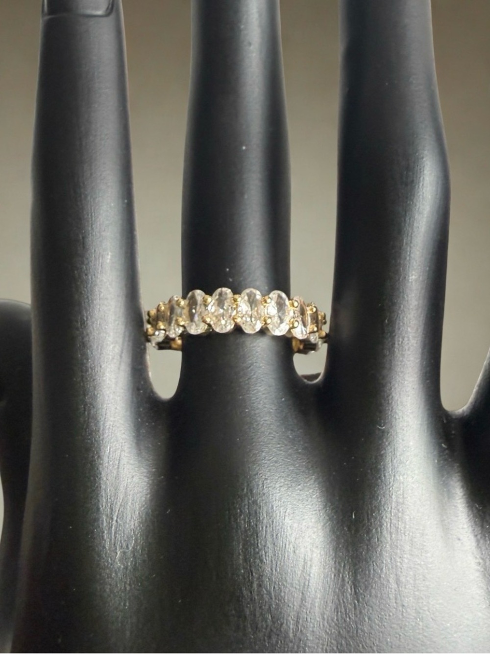 Size 6-9 Adjustable Gold Plated CZ Eternity Band Ring NWOT